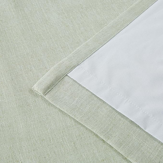 Vision Home Soft Green Pinch Pleated Full Blackout Curtains Linen Blended Room Darkening Curtain Panels 102 inch for Living Room Bedroom Thermal Insulated Pinch Pleat Drapes with Hooks 40" Wx102 Lx2