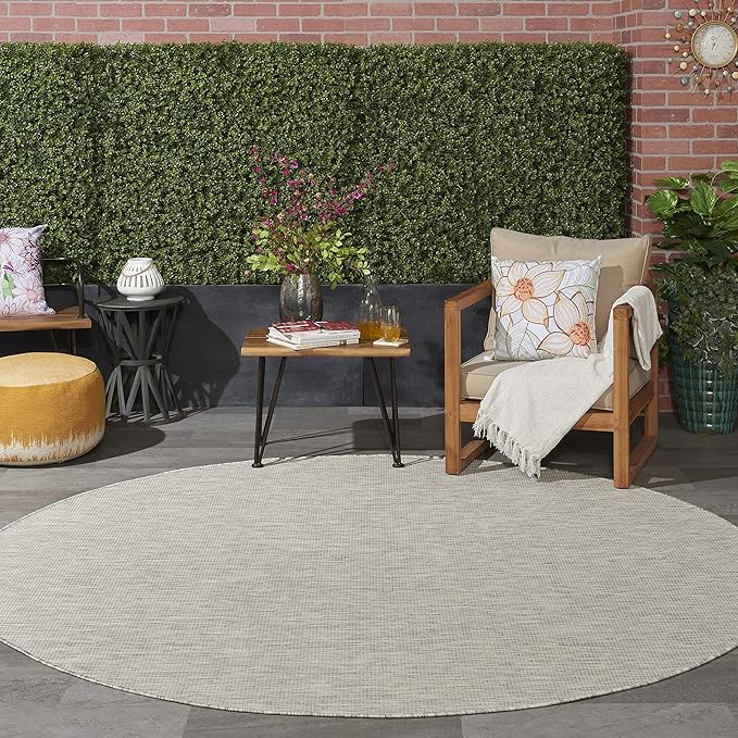 Nourison Home Positano 8' x Round Light Gray Fabric Modern Area Rug (8' Round)