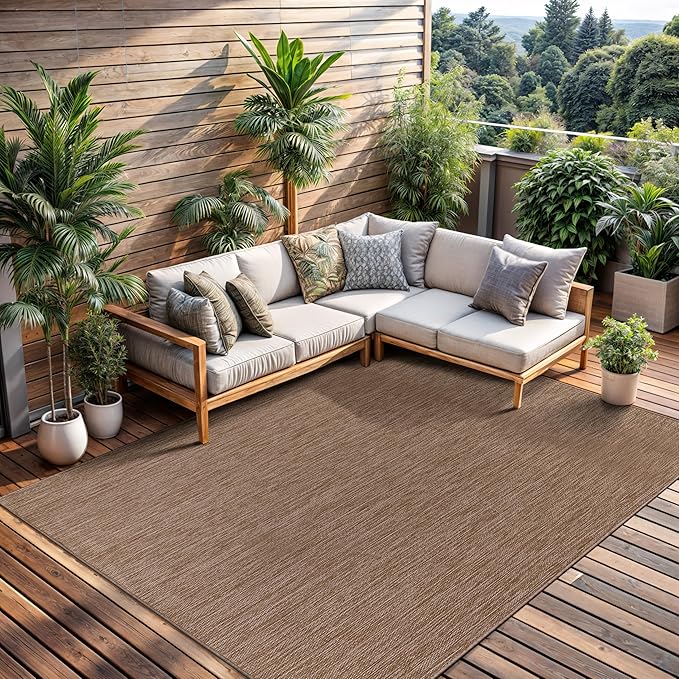 CAMILSON Outdoor Rug 8x10 Modern Area Rugs for Indoor and Outdoor Patios and Porches - Waterproof, Washable, Non-Shedding, Easy-to-Clean Outside Carpet (8 x 10, Solid - Jute)