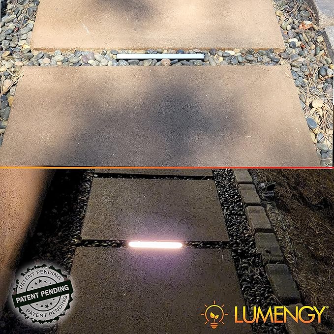 LUMENGY Paver Light Slim 0.5x6 Inch Glare-Free Steel Brick Lighting for Pavers, Walls, Driveway & Pathway Borders 2700K Warm White, Waterproof, Drive-Over Rated - 12V AC/DC