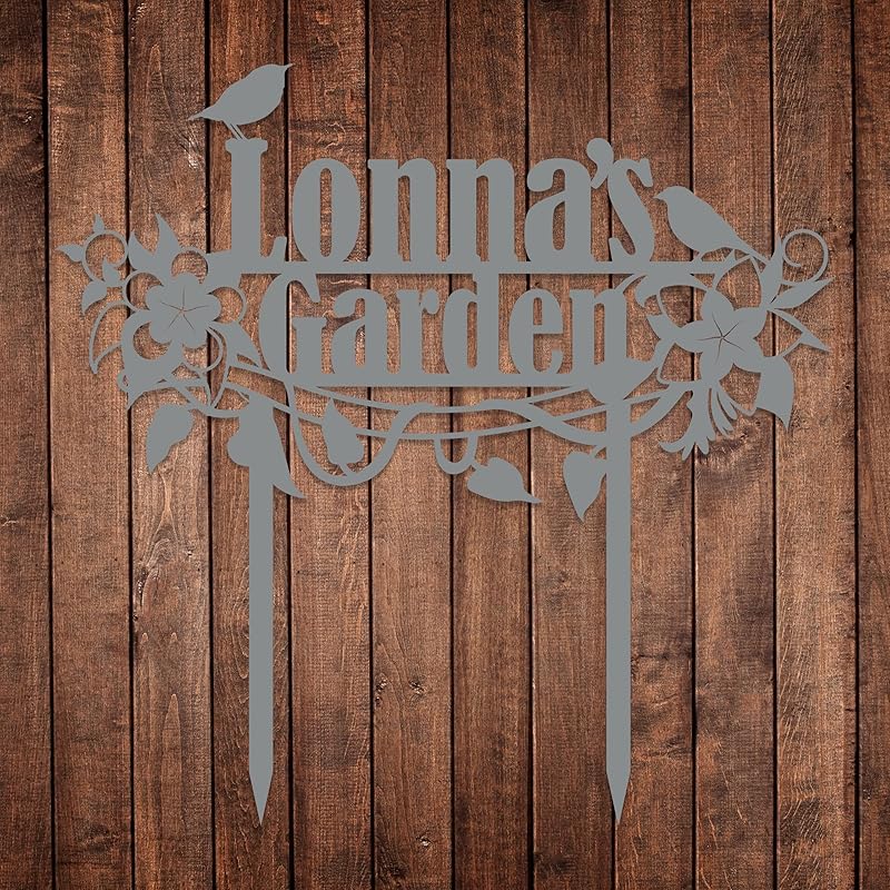 Personalized Flower and Bird Metal Garden Stake, Bird Garden Sign, Custom Flower Yard Decor, Mom's Garden Gift, Gardener Family Name Sign, Patio Home Gift, Yard Art, Housewarming Gift