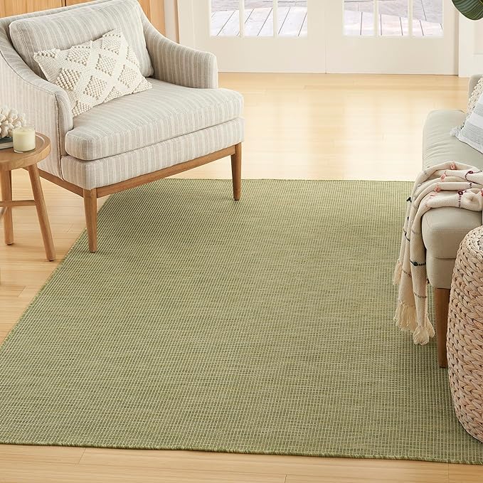 Nourison Home Positano Indoor/Outdoor Green 4' x 6' Area Rug, Easy Cleaning, Non Shedding, Bed Room, Living Room, Dining Room, Backyard, Deck, Patio (4x6)