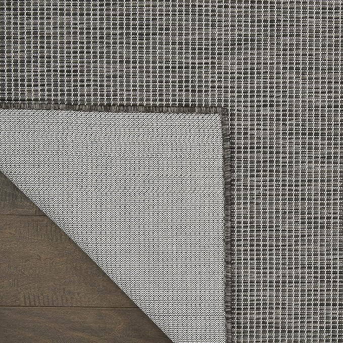 Nourison Positano Indoor-Outdoor Charcoal 4' x 6' Area Rug, Easy Cleaning, Non Shedding, Bed Room, Living Room, Dining Room, Backyard, Deck, Patio (4x6)